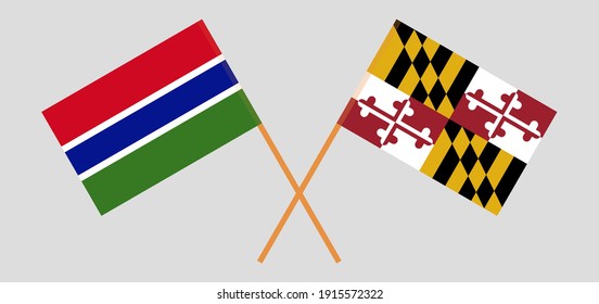 Crossed flags of the Gambia and the State of Maryland