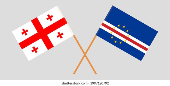 Crossed flags of Georgia and Cape Verde. Official colors. Correct proportion