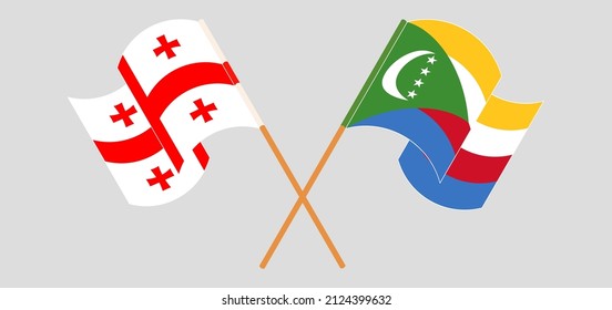 
Crossed flags of Georgia and the Comoros. Official colors. Correct proportion. Vector illustration
