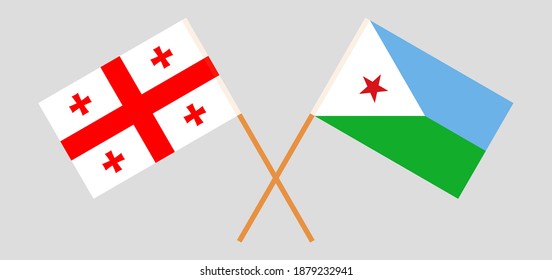 Crossed flags of Georgia and Djibouti