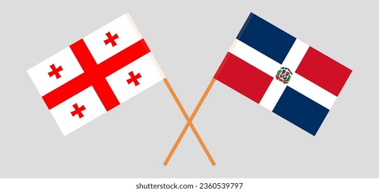 Crossed flags of Georgia and Dominican Republic. Official colors. Correct proportion. Vector illustration
