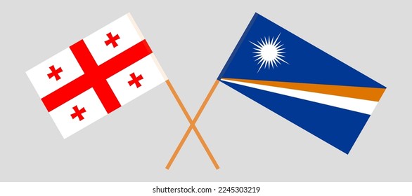 Crossed flags of Georgia and Marshall Islands. Official colors. Correct proportion. Vector illustration
