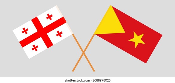 Crossed flags of Georgia and Tigray. Official colors. Correct proportion