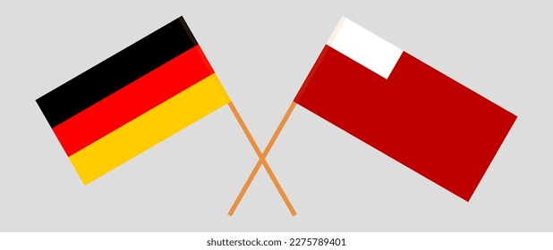 Crossed flags of Germany and Abu Dhabi. Official colors. Correct proportion. Vector illustration