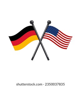 Crossed flags of Germany and America. Vector illustration of national symbols.