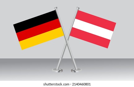 Crossed flags of Germany and Austria. Official colors. Correct proportion. Banner design