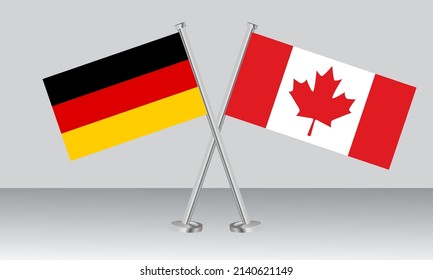 Crossed flags of Germany and Canada. Official colors. Correct proportion. Banner design