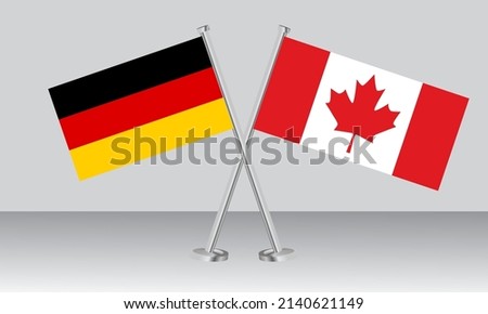 Crossed flags of Germany and Canada. Official colors. Correct proportion. Banner design