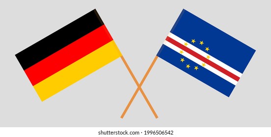 Crossed flags of Germany and Cape Verde. Official colors. Correct proportion