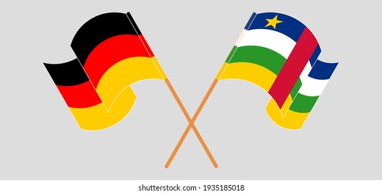 Crossed flags of Germany and Central African Republic. Official colors. Correct proportion