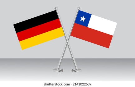 Crossed flags of Germany and Chile. Official colors. Correct proportion. Banner design