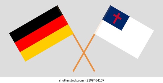 Banderas cruzadas de Alemania y cristiandad. Colores oficiales. Proporción correcta. Ilustración del vector