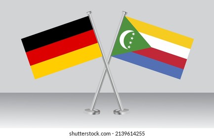 Crossed flags of Germany and Comoros. Official colors. Correct proportion. Banner design
