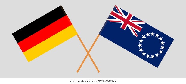 Crossed flags of Germany and Cook Islands. Official colors. Correct proportion. Vector illustration
