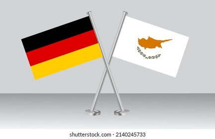 Gekreuzte Flaggen Deutschlands und Zyperns. Offizielle Farben. Richtiger Anteil. Banner-Design