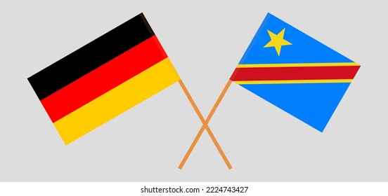 Crossed flags of Germany and Democratic Republic of the Congo. Official colors. Correct proportion