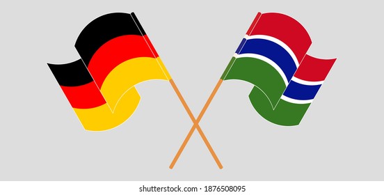 Crossed flags of Germany and the Gambia
