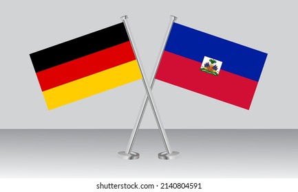 Gekreuzte Flaggen von Deutschland und Haiti. Offizielle Farben. Richtiger Anteil. Banner-Design