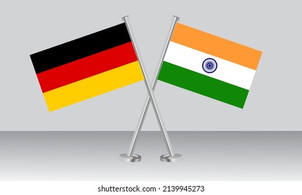 Crossed flags of Germany and India. Official colors. Correct proportion. Banner design