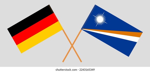 Crossed flags of Germany and Marshall Islands. Official colors. Correct proportion. Vector illustration
