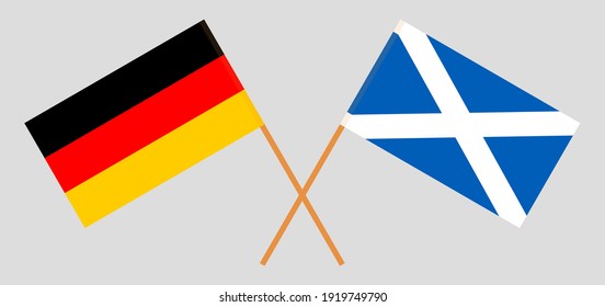 Crossed flags of Germany and Scotland