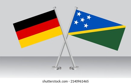 Banderas cruzadas de Alemania y Salomón. Colores oficiales. Proporción correcta. Diseño de pancartas