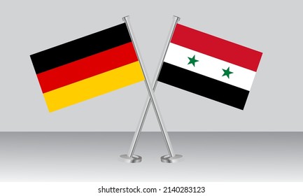 Crossed flags of Germany and Syria. Official colors. Correct proportion. Banner design