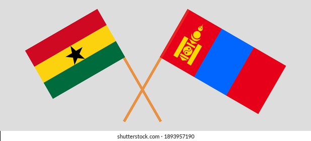 Crossed flags of Ghana and Mongolia