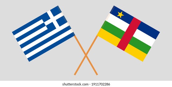 Crossed flags of Greece and Central African Republic