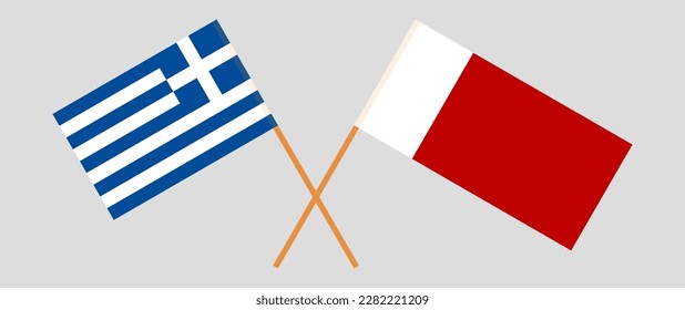 Banderas cruzadas de Grecia y Dubai. Colores oficiales. Proporción correcta. Ilustración del vector