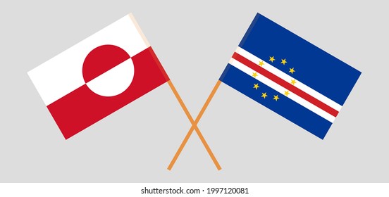 Crossed flags of Greenland and Cape Verde. Official colors. Correct proportion