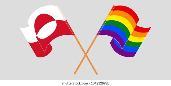 Crossed flags of Greenland and LGBTQ