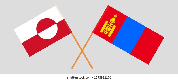Banderas cruzadas de Groenlandia y Mongolia