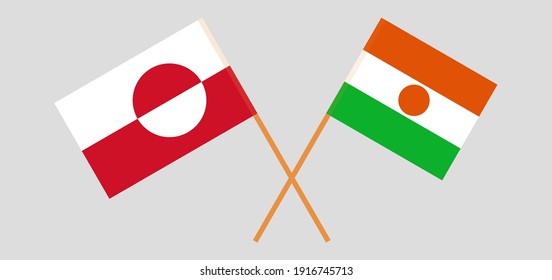 Gekreuzte Flaggen von Grönland und Niger