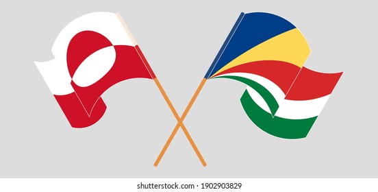 Gekreuzte Flaggen Grönlands und der Seychellen