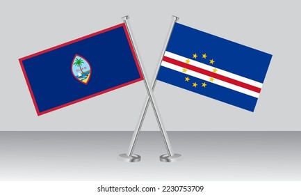 Crossed flags of Guam and CAPE VERDE. Official colors. Correct proportion. Banner design