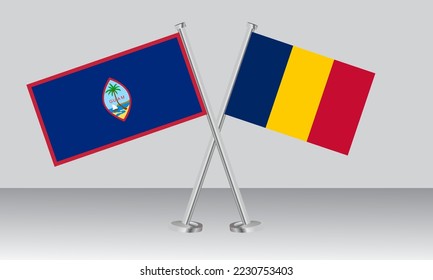 Crossed flags of Guam and Chad. Official colors. Correct proportion. Banner design