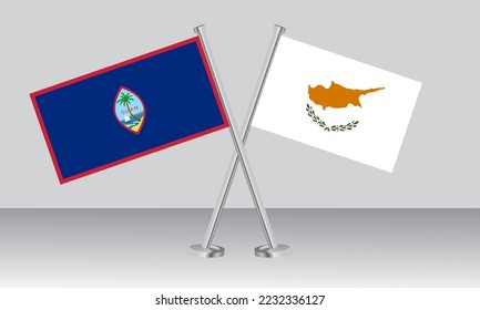 Crossed flags of Guam and Cyprus. Official colors. Correct proportion. Banner design