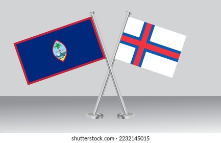 Crossed flags of Guam and Faroe Islands. Official colors. Correct proportion. Banner design