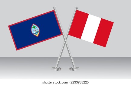 Crossed flags of Guam and Peru. Official colors. Correct proportion. Banner design