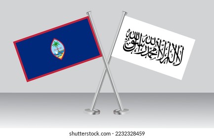 Crossed flags of Guam and Taliban. Official colors. Correct proportion. Banner design