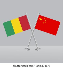 Crossed flags of Guinea and China. Official colors. Correct proportion. Banner design