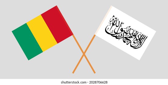 Banderas cruzadas de Guinea y el Emirato Islámico de Afganistán. Colores oficiales. Proporción correcta