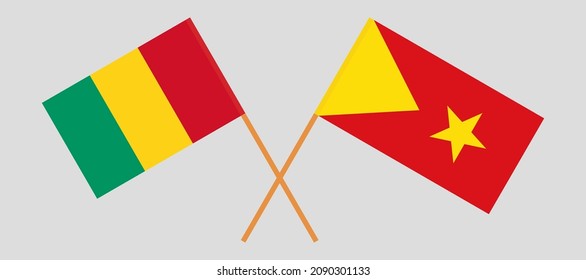 Gekreuzte Flaggen von Guinea und Tigray. Offizielle Farben. Richtiger Anteil