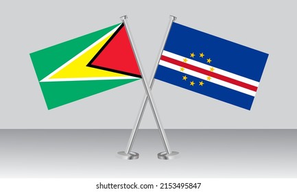 Crossed flags of Guyana and CAPE VERDE. Official colors. Correct proportion. Banner design