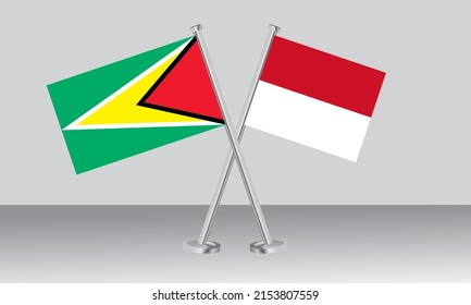 Gekreuzte Flaggen von Guyana und Monaco. Offizielle Farben. Richtiger Anteil. Banner-Design