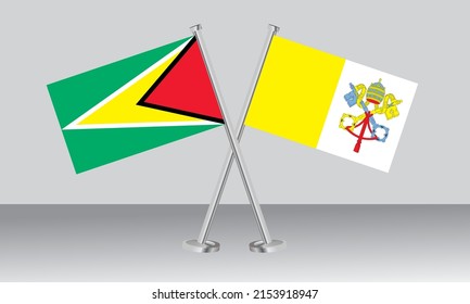 Crossed Flags Of Guyana And Vatican City. Official Colors. Correct Proportion. Banner Design