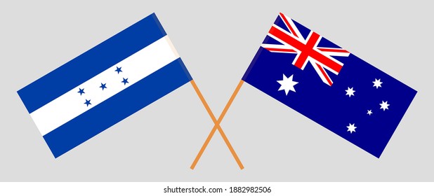 Crossed flags of Honduras and Australia