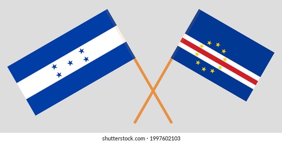 Crossed flags of Honduras and Cape Verde. Official colors. Correct proportion