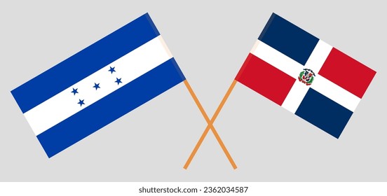 Crossed flags of Honduras and Dominican Republic. Official colors. Correct proportion. Vector illustration
